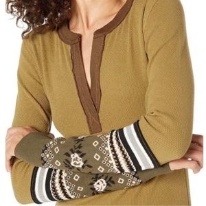 NWT Free People Mikah Layering Cuffed Top Tunic Lightweight Sweater XL Army Comb